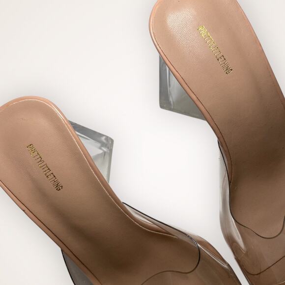 PrettyLittleThing Women’s 6 Tan Clear Block Sandal Heel - Picture 5 of 9